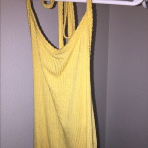 Ribbed yellow halter top